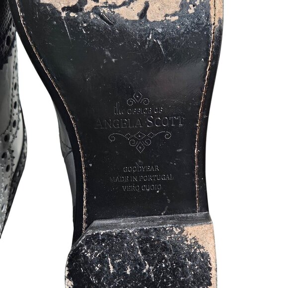 Office of Angela Scott Mr. Doubt Wingtip Brogue Silver Black Leather Oxford 36.5 - Picture 13 of 16